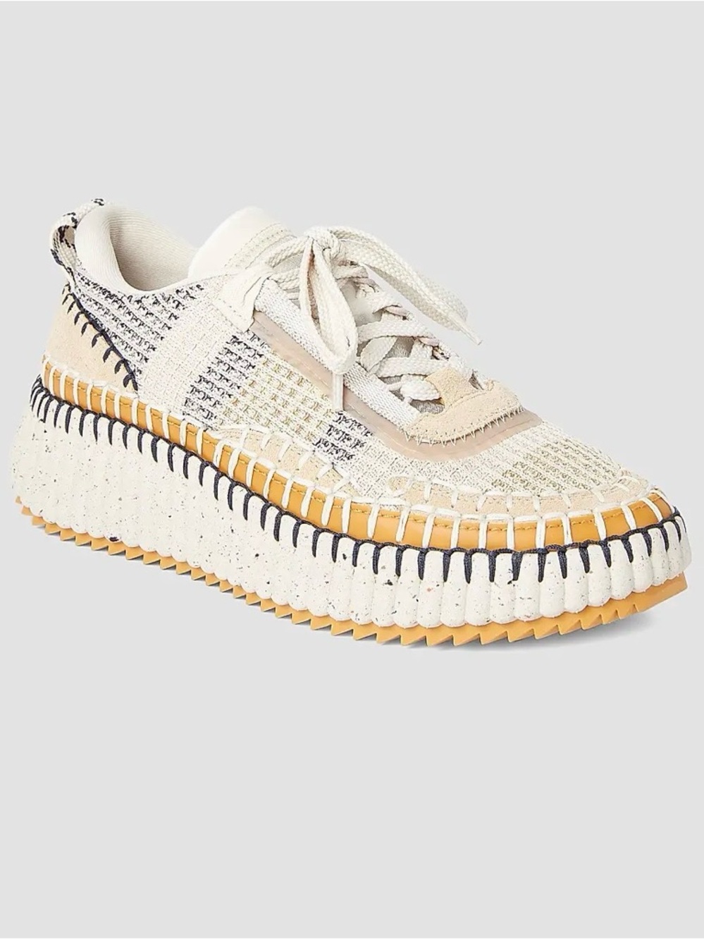 Chloe Neutral Woven Platform Sneakers - Picture 7 of 8
